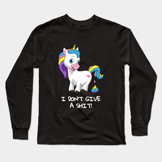 Funny Unicorn Poop SHIRT I don't give a Shit Funny Humor Long Sleeve T-Shirt by ELFEINHALB